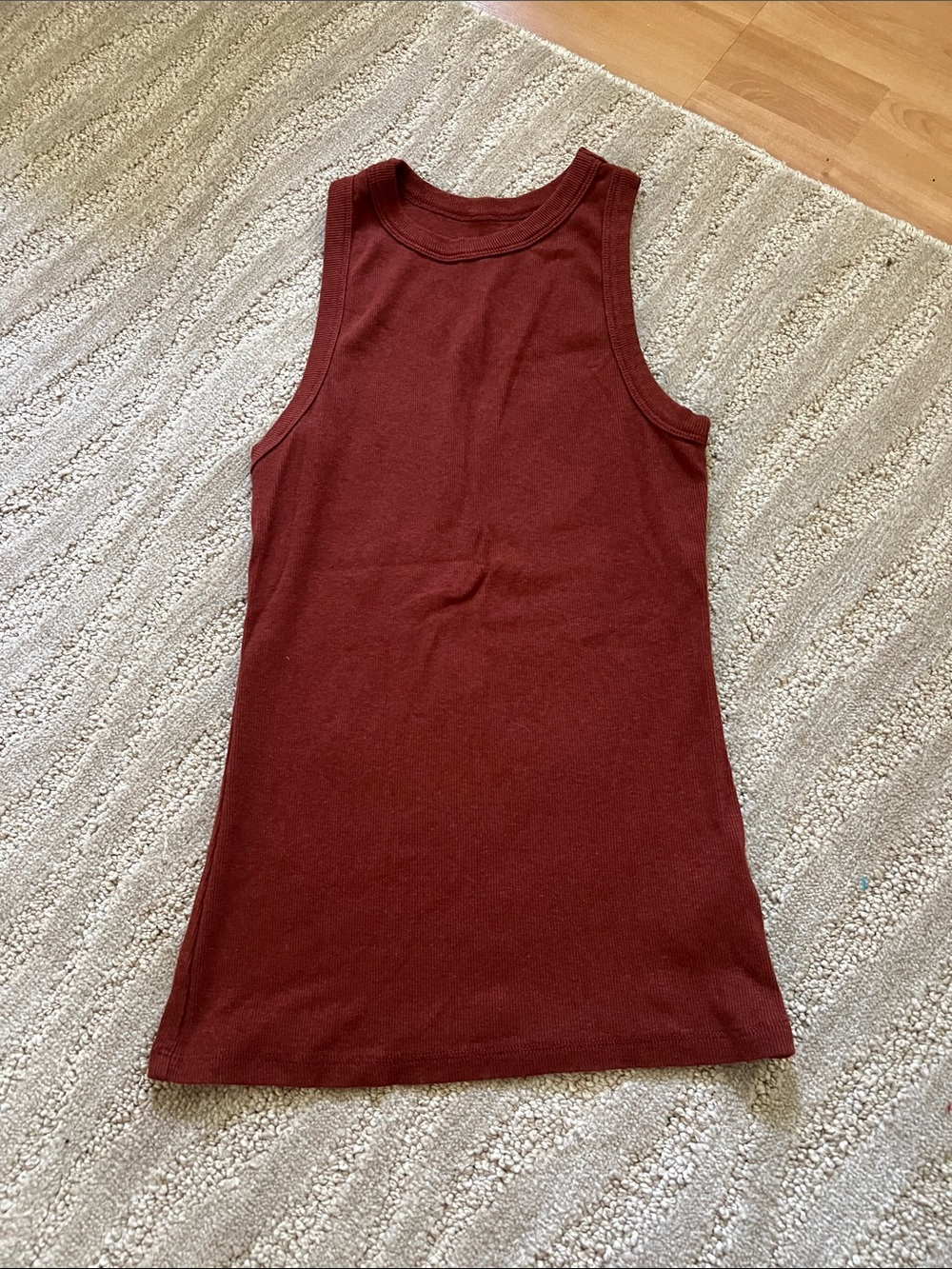 a new day Sleeveless Ribbed Tank - Burgundy Red